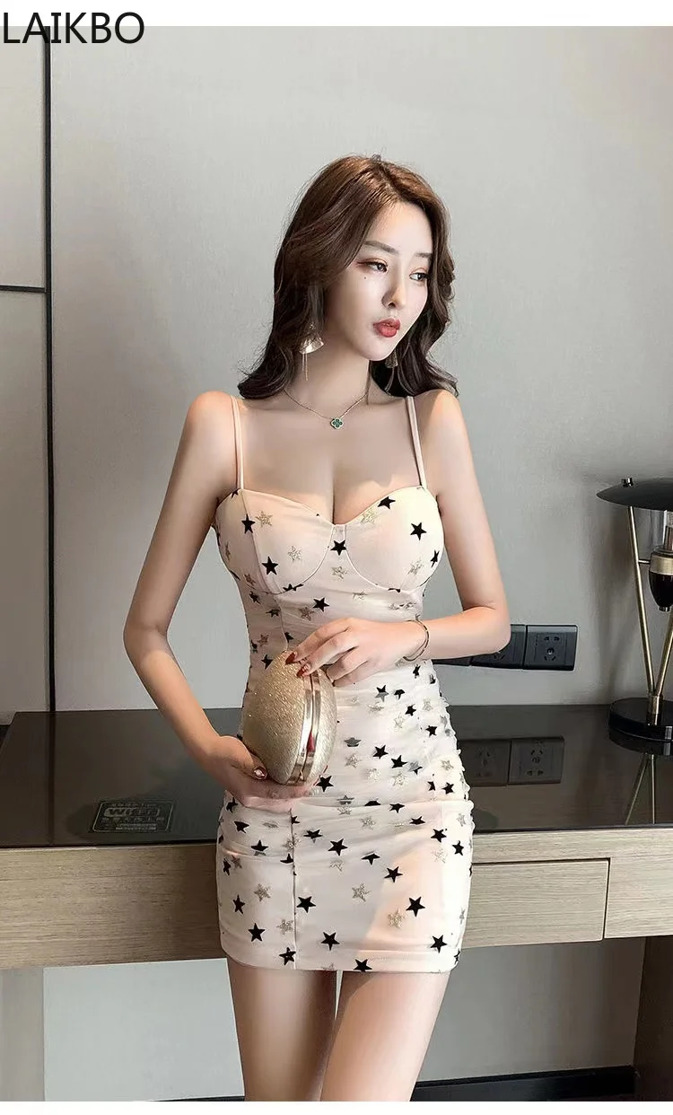 

Nightclub sexy dress women's 2022 spring and summer suspender low chest thin bar tight bag hip short skirt night women's dress