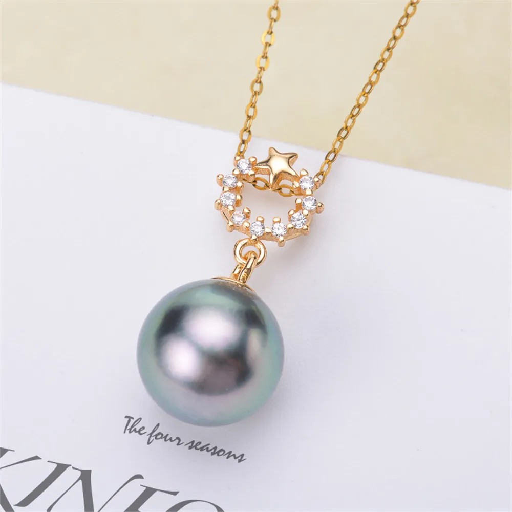 

DIY Pearl Accessories S925 Sterling Silver Pendant Empty Holder Gold Plated Fashion Necklace Pendant with 8-11mm Round Oval Bead