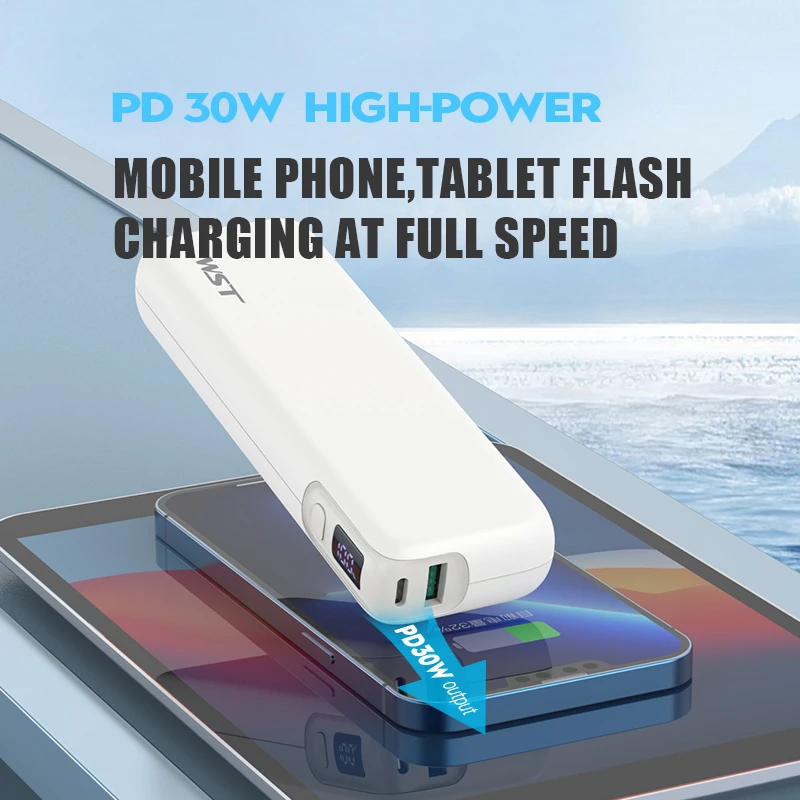 Портативный Мобильный Внешний аккумулятор 30 Вт с быстрой зарядкой и цифровым дисплеем, внешний аккумулятор 14400 мАч, Пауэр банк, батарея для всех смартфонов
