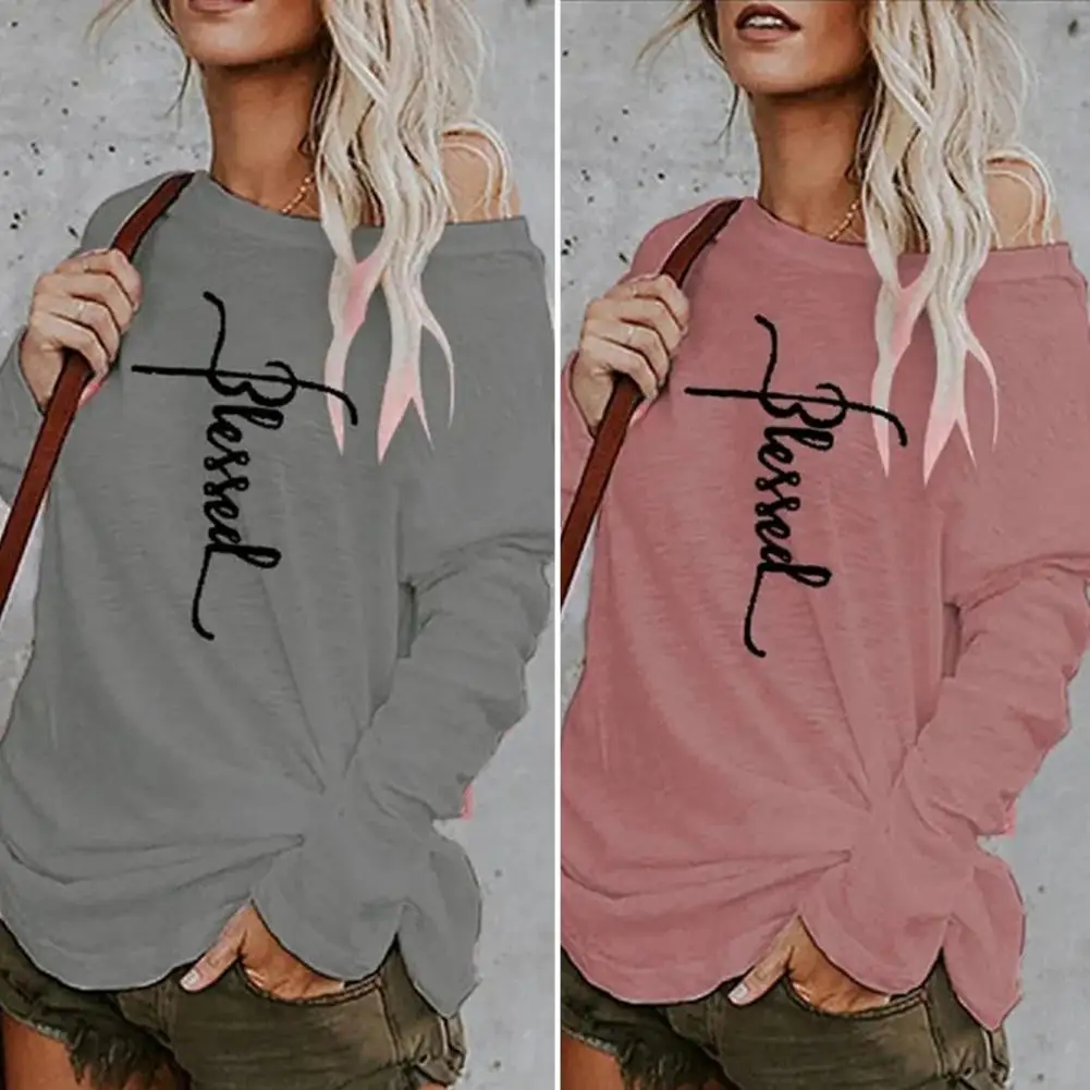 

Letter Print Breathable Simple Casual Fashion Autumn Pullover Top Female Clothing