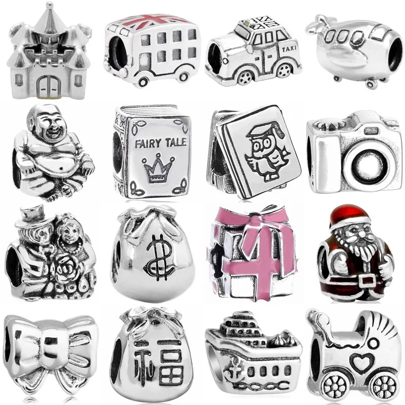 

Cruise Ship Aeroplane Camera Money Bag Castle Santa Baby Pram Bead 925 Sterling Silver Charm Fit Popular Bracelet Diy Jewelry