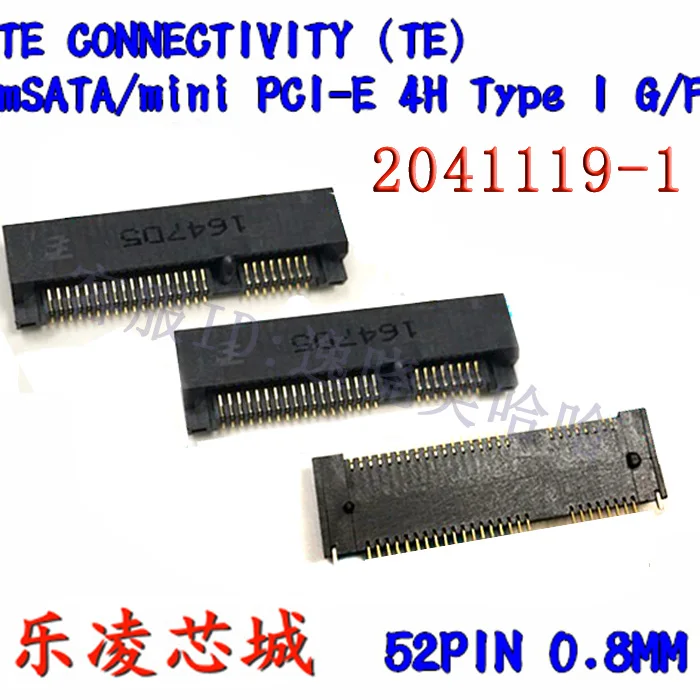 Free shipping  52PIN 0.8MM 2041119-1 52P mSATA/mini PCI-E 4H Type I G/F   10PCS