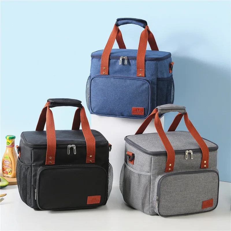 

Large Capacity Lunch Bag Waterproof Office Cooler Lunchbox With Shoulder Strap Cooler Pouch Insulated Thermal Bento Food Storage