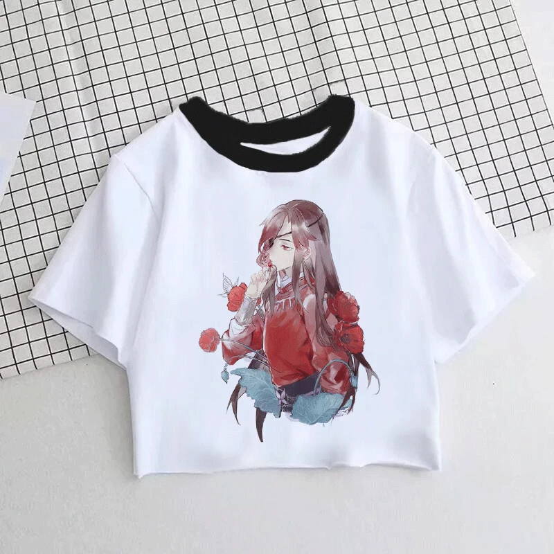

Anime Chinese Tian Guan Ci Fu Hua Cheng Xie Lian Cartoon Funny Print Cosplay Women Short Sleeve Costumes Tshirt Top