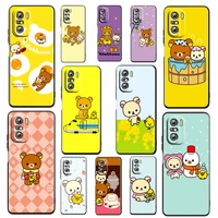 anime cute rilakkuma for xiaomi redmi k50 k40 gaming k30 k20 pro 10x 9t 9c 9a 5g tpu soft silicone black phone case fundas cover