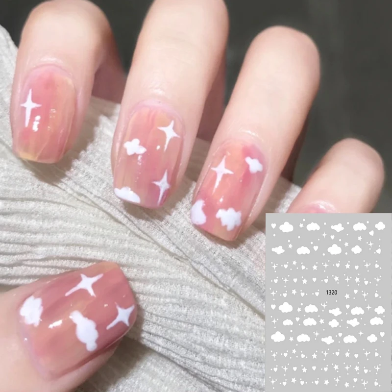 

1pcs Nail Stickers Dream Star White Clouds Moon Starry Pattern Self Adhesive Decals DIY Transfer Colorful Nail Art Decorations