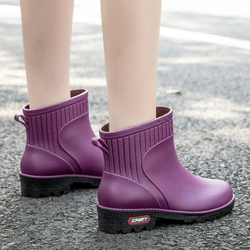 Water Boots Woman Rain Free Shipping Ankle Rubber Shoes Women Work Garden Galoshes Waterproof Rainboots Botas De Lluvia Mujer