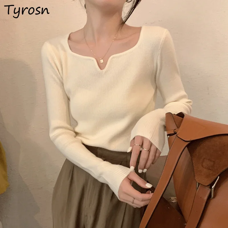 Пуловеры для женщин простой тонкий шикарный классический универсальный женский