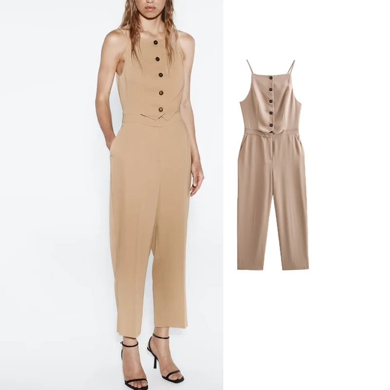 

Женский Длинный комбинезон с открытыми плечами, без рукавов