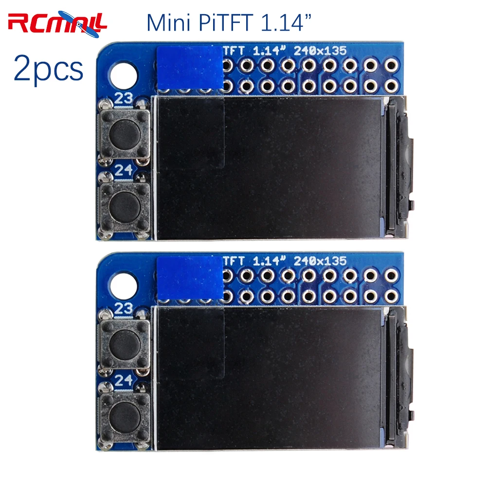 

RCmall 2pcs Mini PiTFT 1.14”- 135x240 Pixel IPS Display Full Color TFT Add-on for Raspberry Pi 3.3V SPI ST7789