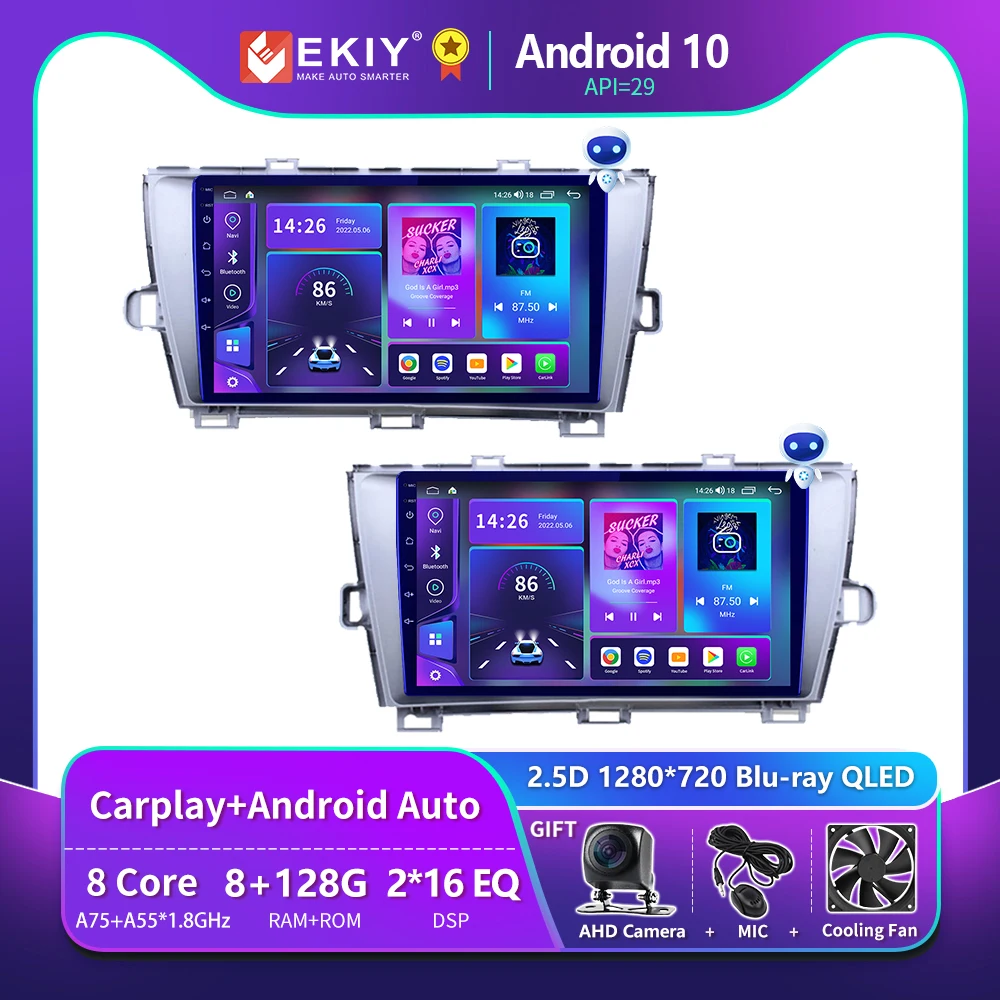 EKIY T900 Autoradio Android For Toyota Prius LHD RHD 2009-2013 Car Radio Multimedia Video Player Navigation GPS CarPlay Stereo