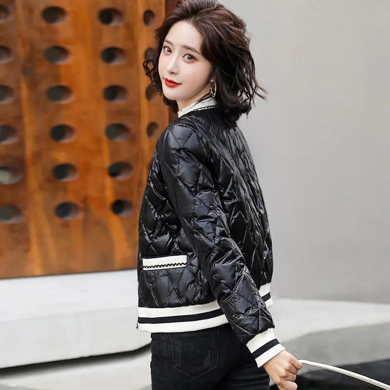 Women's 2023 New Winter Korean Chic Solid Loose Jackets Fashion Female Casual Long Sleeve White Duck Down Coats Clothes C74