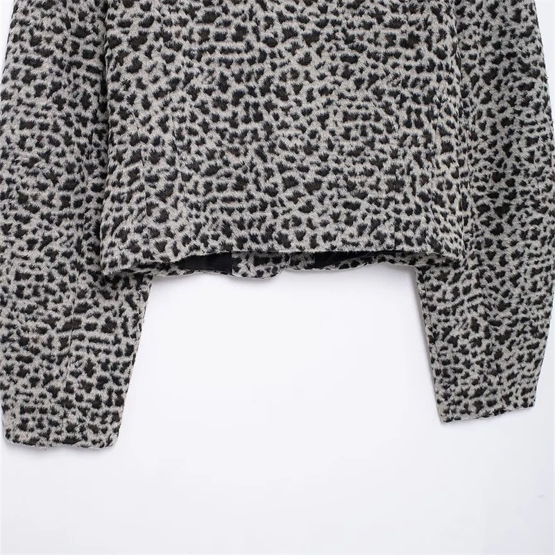 KEYANKETIAN 2024 осень/зима новая женская шерстяная куртка с леопардовым принтом