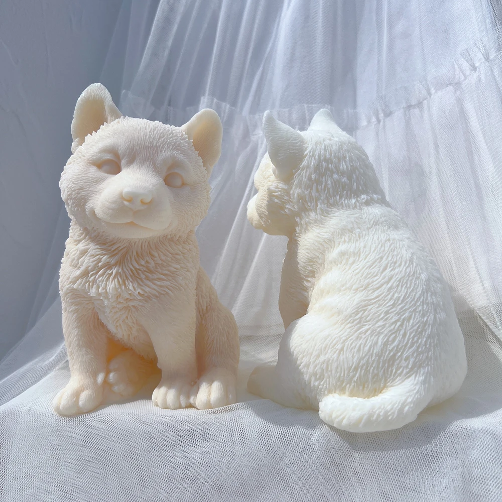 Сибирский хаски сани Собака Щенок свеча форма животные щенки соевый воск