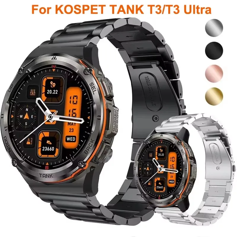Фото Ремешок из нержавеющей стали 22 мм + инструмент для KOSPET TANK T3/T3 Ultra Band Wrisband ремень для KOSPET TANK T3 Ultra браслет Correa №1