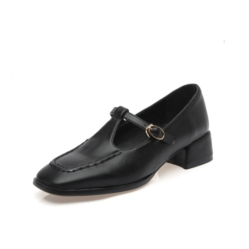 

BLXQPYT 2022 большой размер 43 Кожаные туфли женские туфли-лодочки с квадратным носком и ремешком с пряжкой модная повседневная обувь для вечерни...