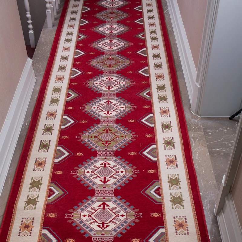 

European-Style Retro Corridor Long Carpet Hotel High-End Aisle Staircase Carpet Home Living Room Entrance Door Mat Bathroom Rug