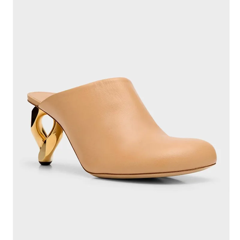 Мюли роскошные женские туфли круглые закрытые-женские O-образные металлические