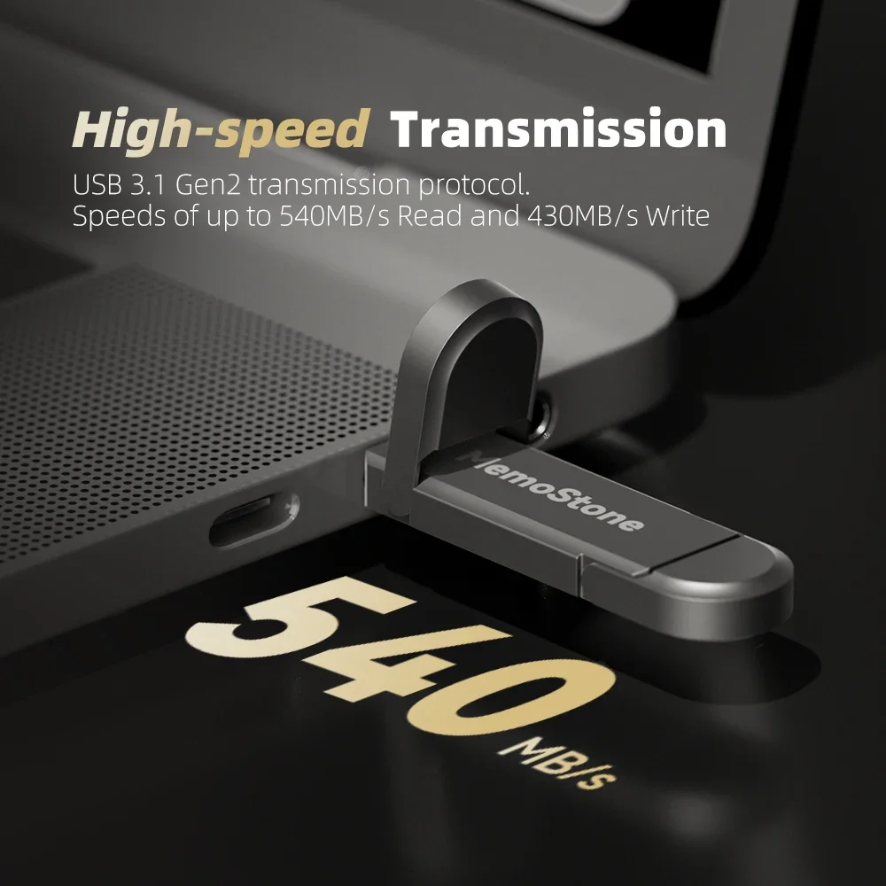 Фото KingSpec 256 ГБ 512 ГБ 1 ТБ Портативный SSD USB 3.1 Gen2 Type C Pen Drive 2 в 1 500 МБ/с Твердотельный накопитель 500 ГБ для телефона, ноутбука, ПК №1