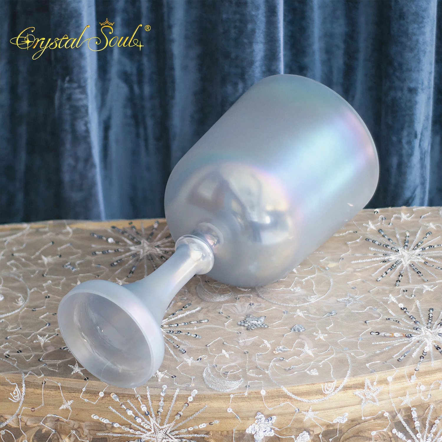 Кристальная поющая чаша Crystal Soul 7.3 432 Гц, новый цвет: туманно-голубой, серый, с эффектом северного сияния, матовая текстура, серия Holy Grail (art.: 3920da891b034) - 3920da891b034