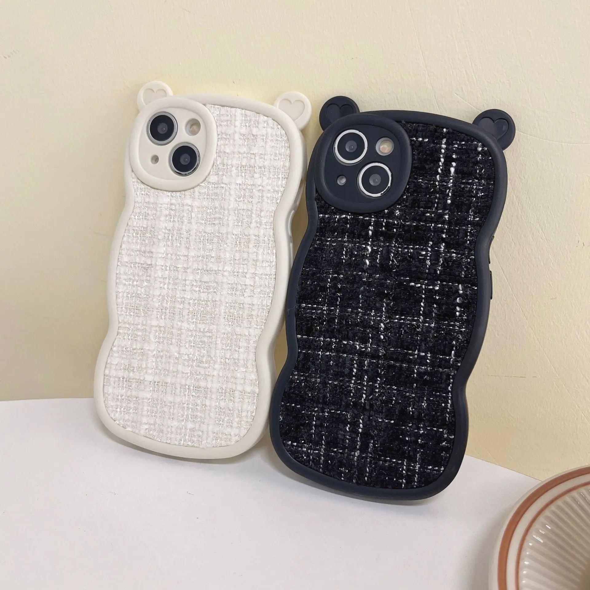 

Sweet Retro Plush weaves art Autumn winter girls Women Phone case For iPhone 14 13 11 12 Pro Max 14 Plus case Cute Luxury Cover