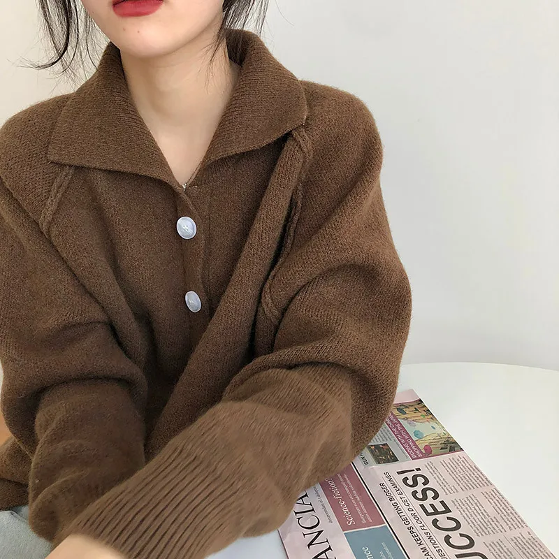 New Women Sweater  Korean Style Slouchy retro sweater Cardigan Loose Knit Coat Women Thick Outwear