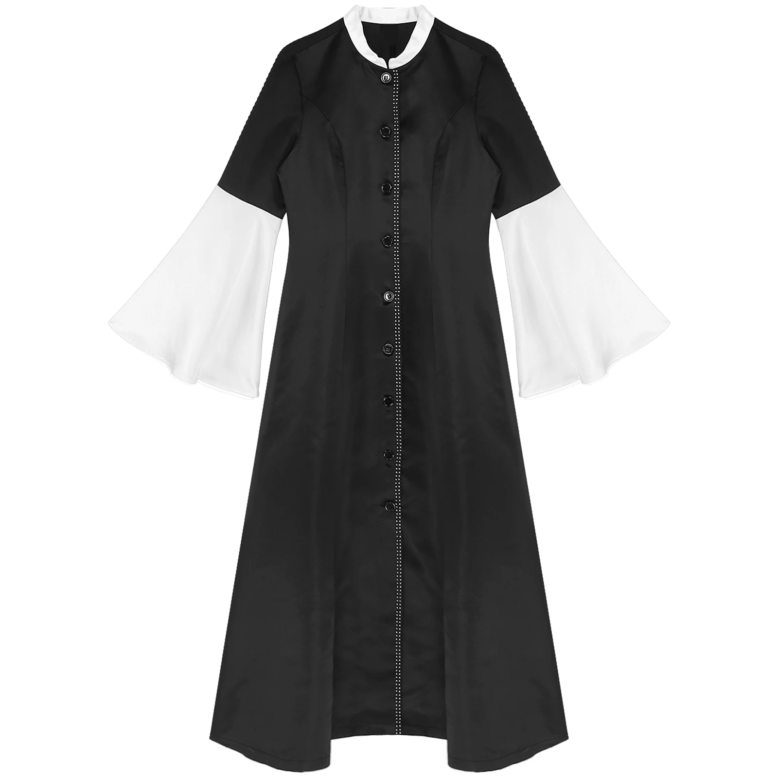 Женское длинное платье с расклешенными рукавами для представлений украшенное