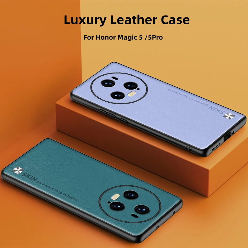 

For Honor Magic 5 Pro Case Luxury PU Leather Business Bumper For Honor Magic 5 Lite 5Pro Huawei P60 Shockproof Cover Funda