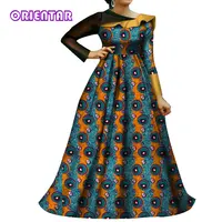 2022 Wedding Dresses for Women African Wax Print Long Evening Dress Asymmetric Long Sleeve African Dress Women Plus Size WY8245