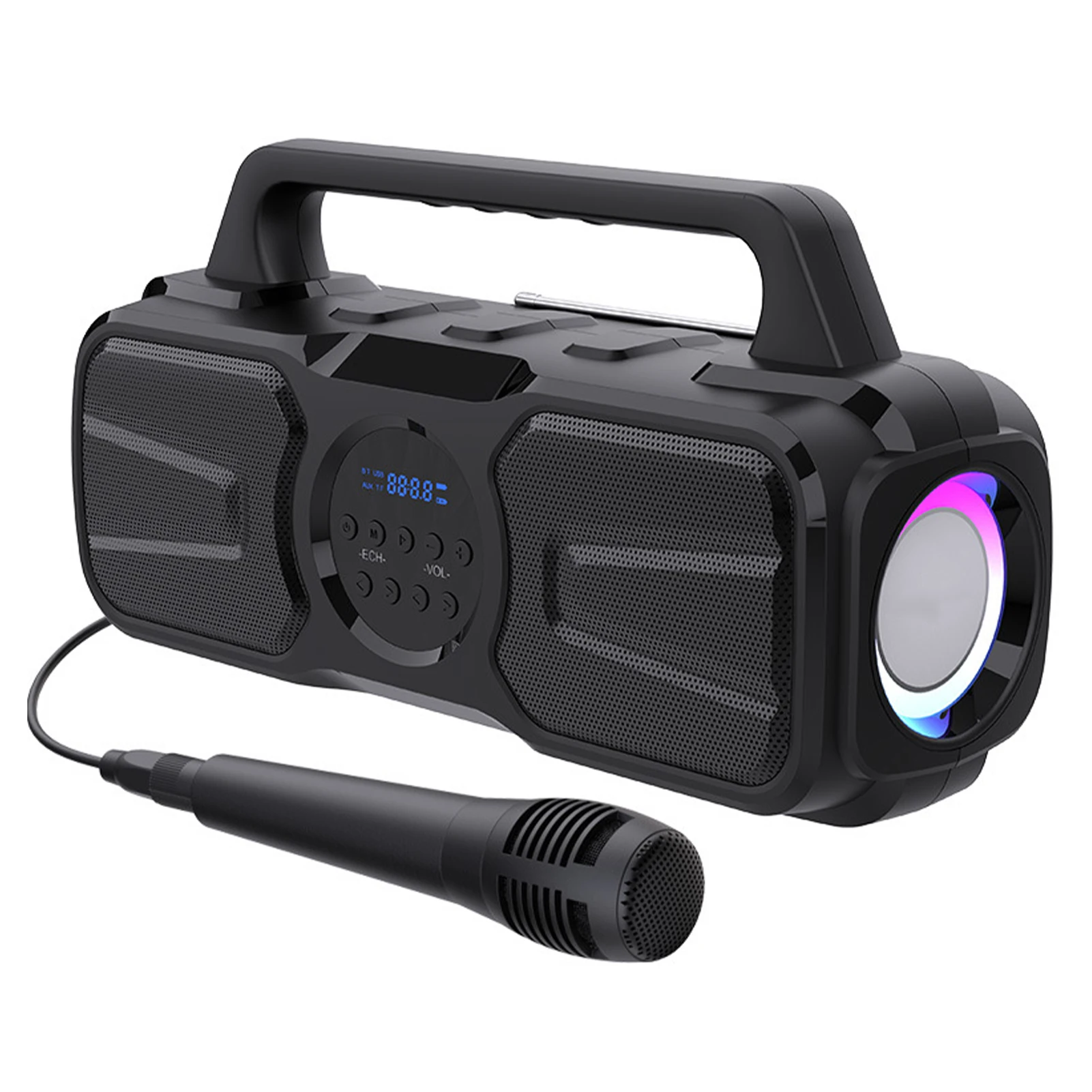 

-Совместим с 5,0 стерео Aux FM-радио с глубокими басами, внешний громкий сабвуфер на солнечной батарее, домашний портативный TF 40 Вт