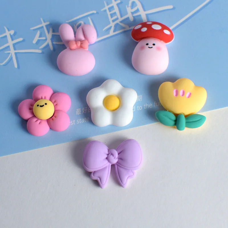 

10 шт. милый цветок гриб кролик плоская задняя сторона кабошон Скрапбукинг аксессуары для волос «сделай сам» чехол для телефона украшение ре...
