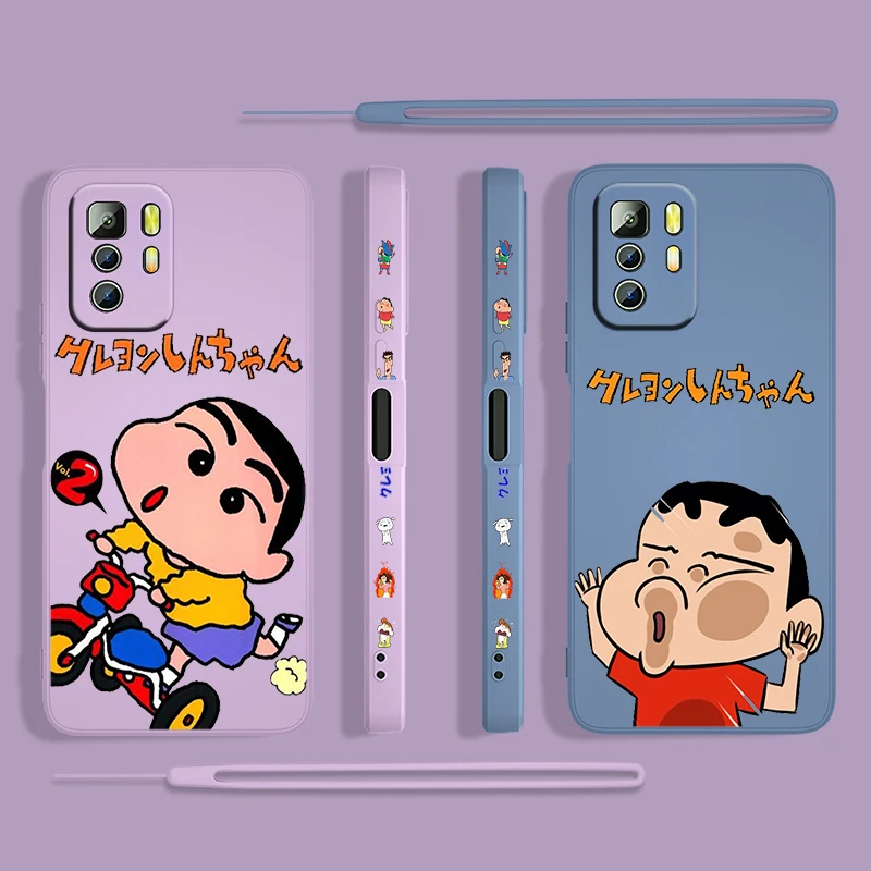 

Cartoon Boy Crayon Shin Chan For Xiaomi Redmi Note 11 11S 10 10S 9 9S 9T 8 8T 7 Pro 4G 5G Liquid Left Rope Phone Case Cover Capa