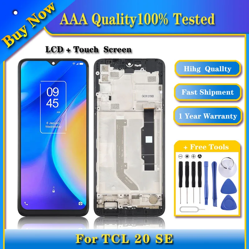 

100% Tested TFT LCD Screen for TCL 20 SE T761H Digitizer Full Assembly with Frame