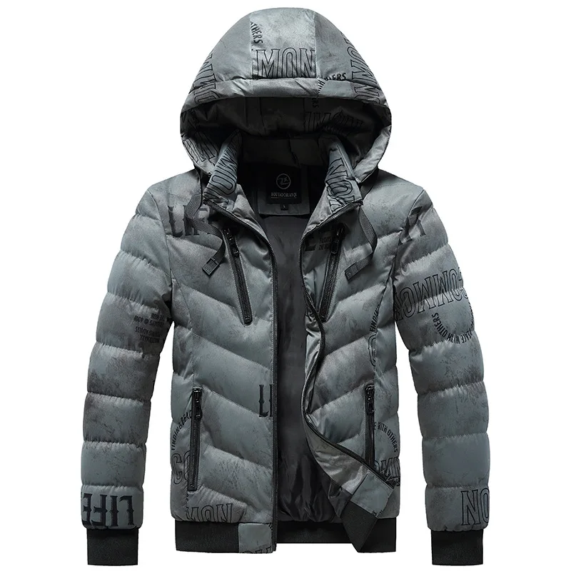 Men 2021 Winter Jacket New Fashion Printing Warm Fleece Thick Parkas Coat Male Outwear Hip hop Streetwear Parka Jackets Men 3XL