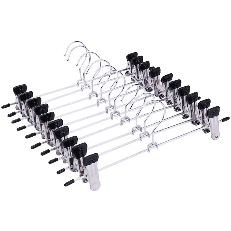 

10pcs Coat Hangers Strong Clothes Hanger Drying Rack For Trouser Skirt Pants Non-Slip Stainless Steel Hangers Drying Clothes