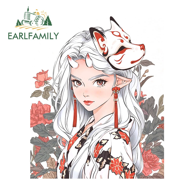 

EARLFAMILY 13 см X 10,7 см для лисы девочки самурайского рога автомобильные наклейки граффити искусственная кожа водонепроницаемые автомобильные аксессуары фургон