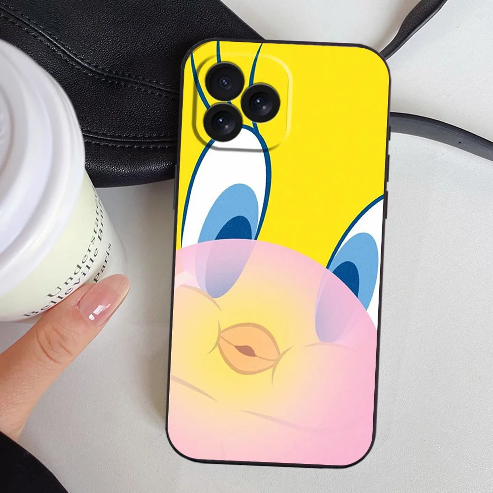BEAST KINGDOM Cartoon T-Tweety B-Bird Phone Case for iPhone 12 11 13 14 15 16 Max Pro Plus Black Soft Silicone Cover