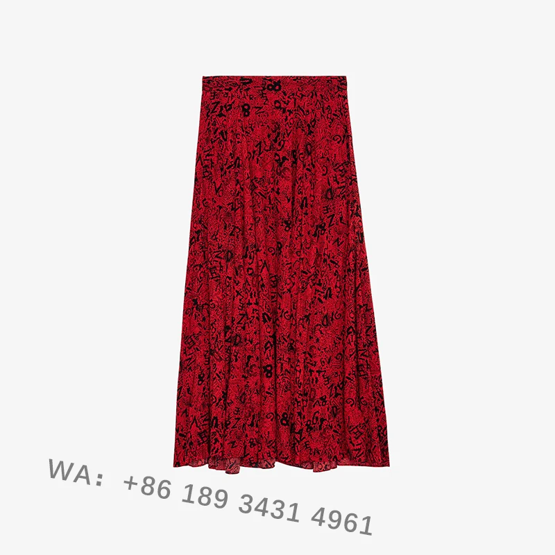 Zadig Летняя юбка женская шикарная черная длинная полуюбка с принтом повседневная