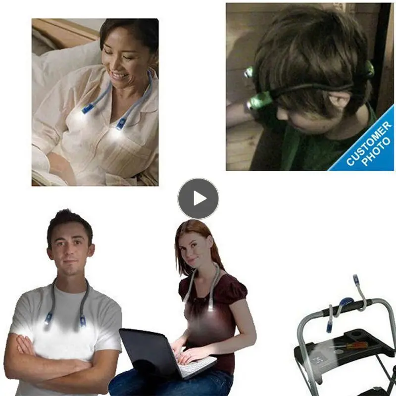 

Convenient Flexible Handsfree CD Led Lamp Neck Hug Light Book Light Reading Lamp Novelty Led Night Flash Light Camping Light