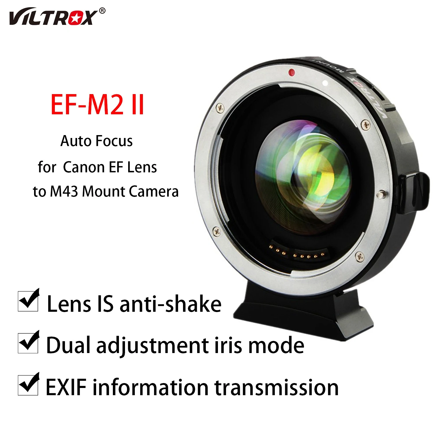 

Viltrox EF-M2 II Auto-focus EXIF 0.71X Reduce Speed Booster Lens Adapter Turbo For Canon EF Lens To M43 Mount Camera GF1 GH4 GF6