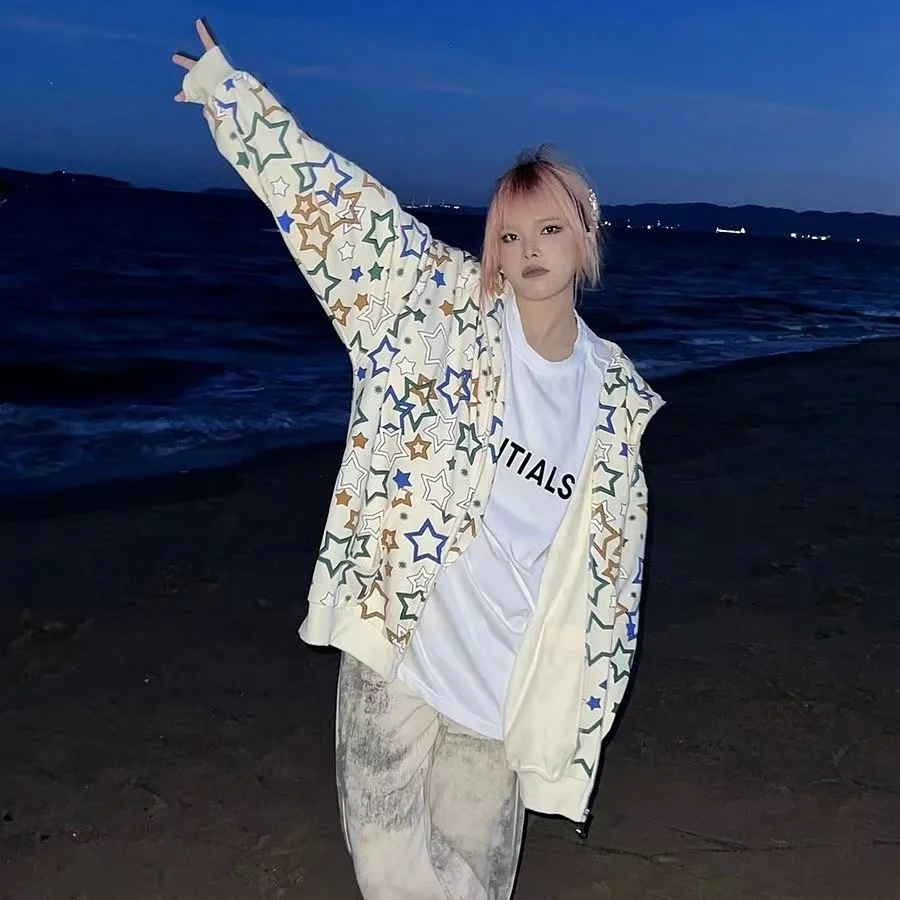 2022 американская ретро куртка женская уличная одежда пятиконечная звезда полный