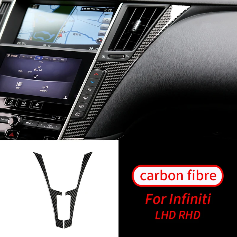 

For Infiniti Q50 Q60 2013-2020 2PCS Real Carbon Fiber Inner Center Console Frame Cover Trim Car Interior Supplies Car Decor