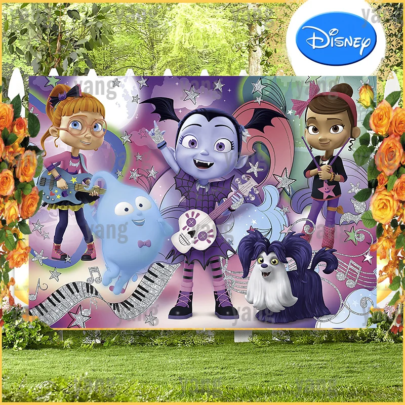 Colorful Photo A Musical Performance Backdrop Girls Disney Custom Banner Junior Vampirina Birthday Party Photography Background