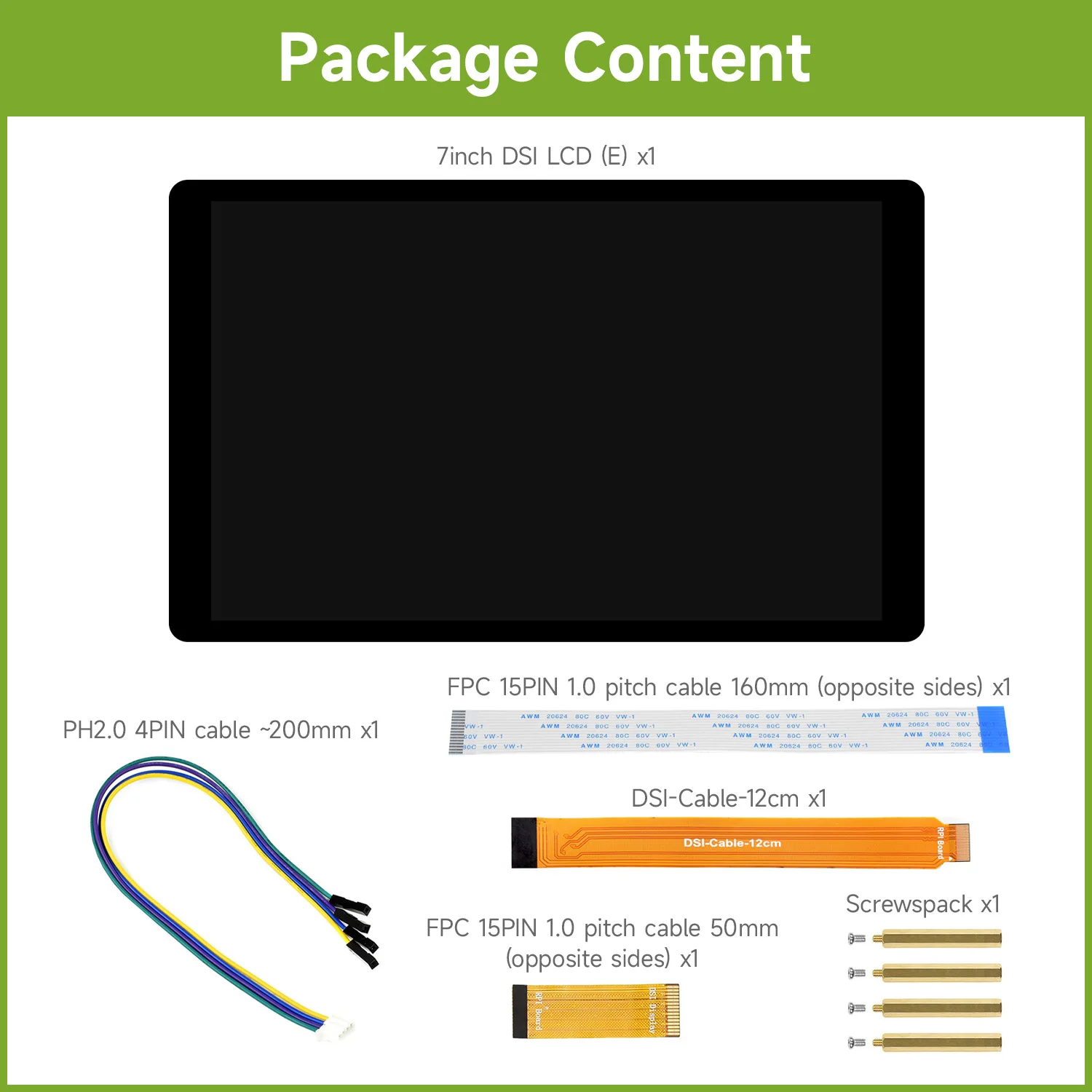 Фото 7-дюймовый DSI LCD (E) дисплей Waveshare с емкостным сенсорным экраном для Pi, 1280x800 IPS, оптическое соединение, закаленное стекло, 10-точечный сенсорный ввод DSI №3