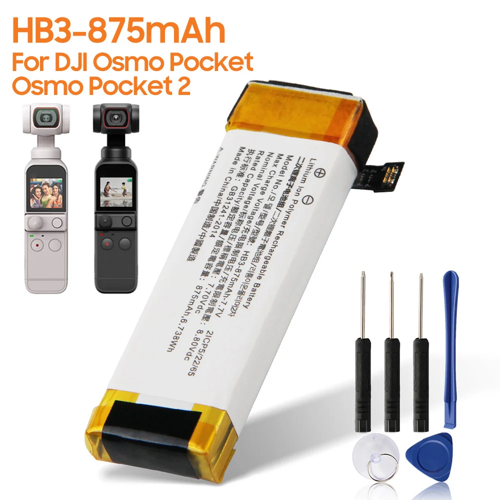 Replacement Battery HB3 For DJI Osmo Pocket Osmo Pocket II OSMO Pocket 2 Action Camera Battery  875mAh