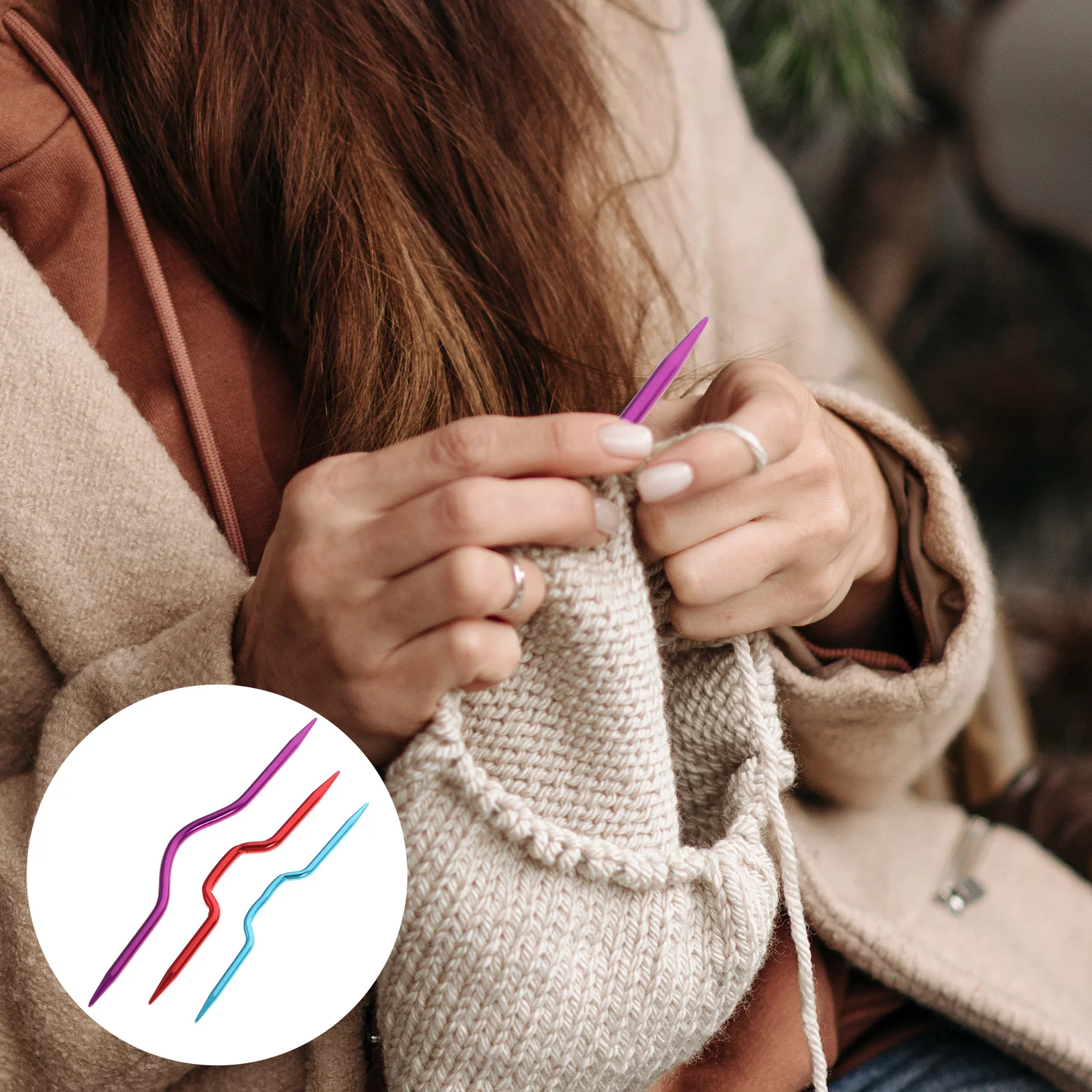 3 шт. крючки для вязания спицы свитера кабельные иглы кривая игла швейные