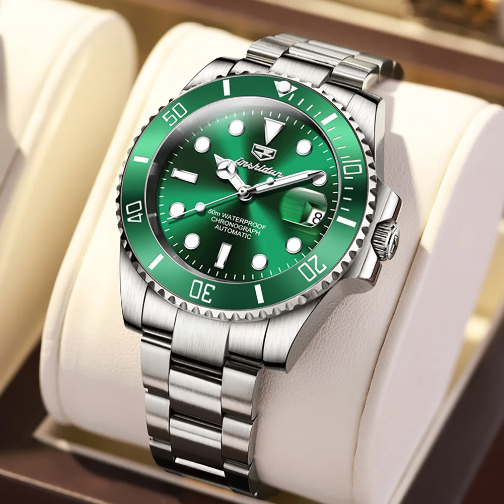 

2023 TAXAU New Green Water Ghost Watch Men Stainless Steel Strap Deep Waterproof Sapphire Mirror Automatic Mechanical Wristwatch
