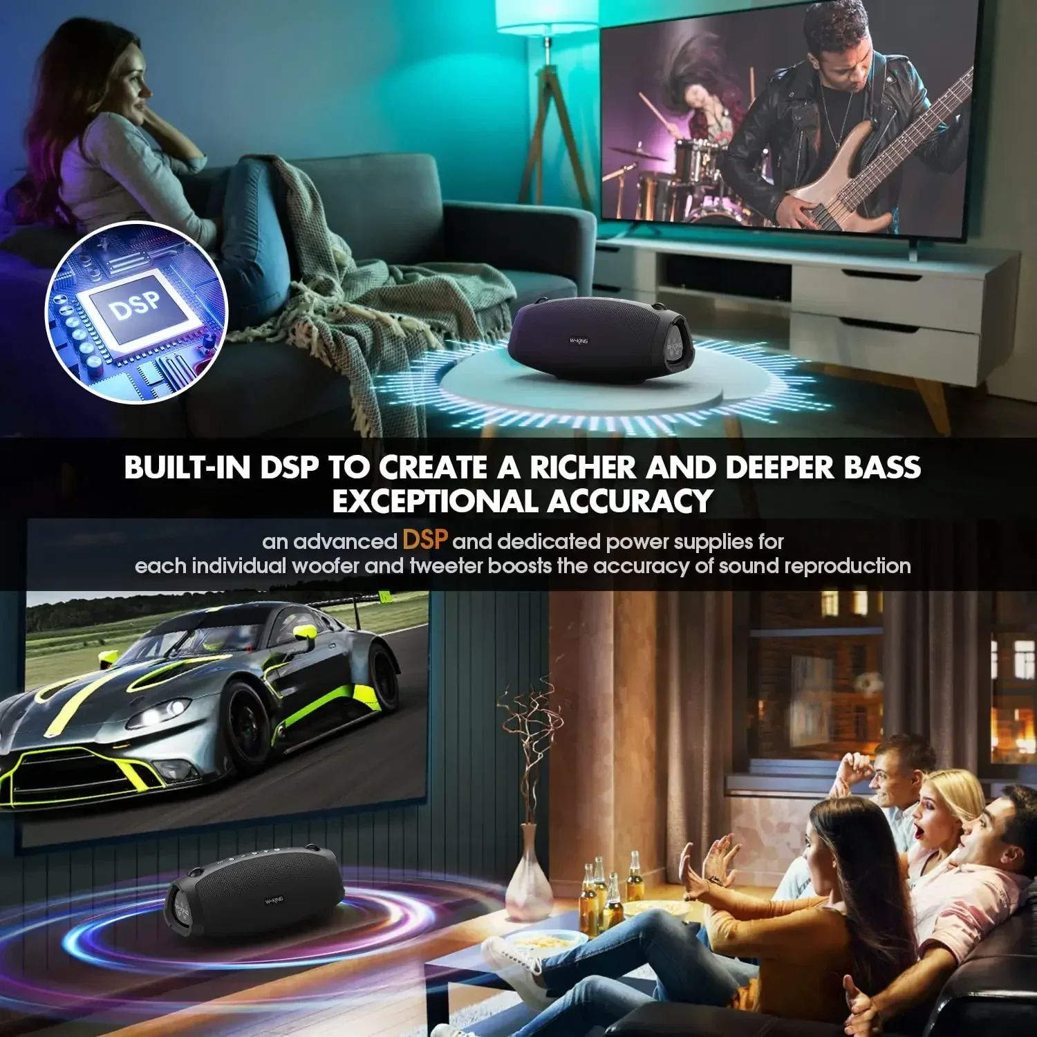 Bluetooth-динамик 70 Вт с ремешком для переноски