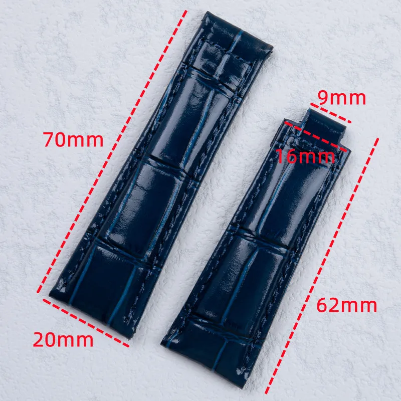 Ремешок для часов из итальянской воловьей кожи 20 мм ремешка Rolex Daytona Submariner GMT OYSTERFLEX