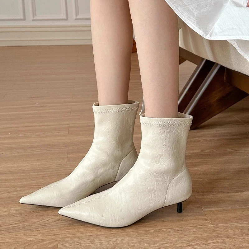 Ботильоны Челси женская обувь на высоком каблуке тренд 2025 дизайнерские кожаные